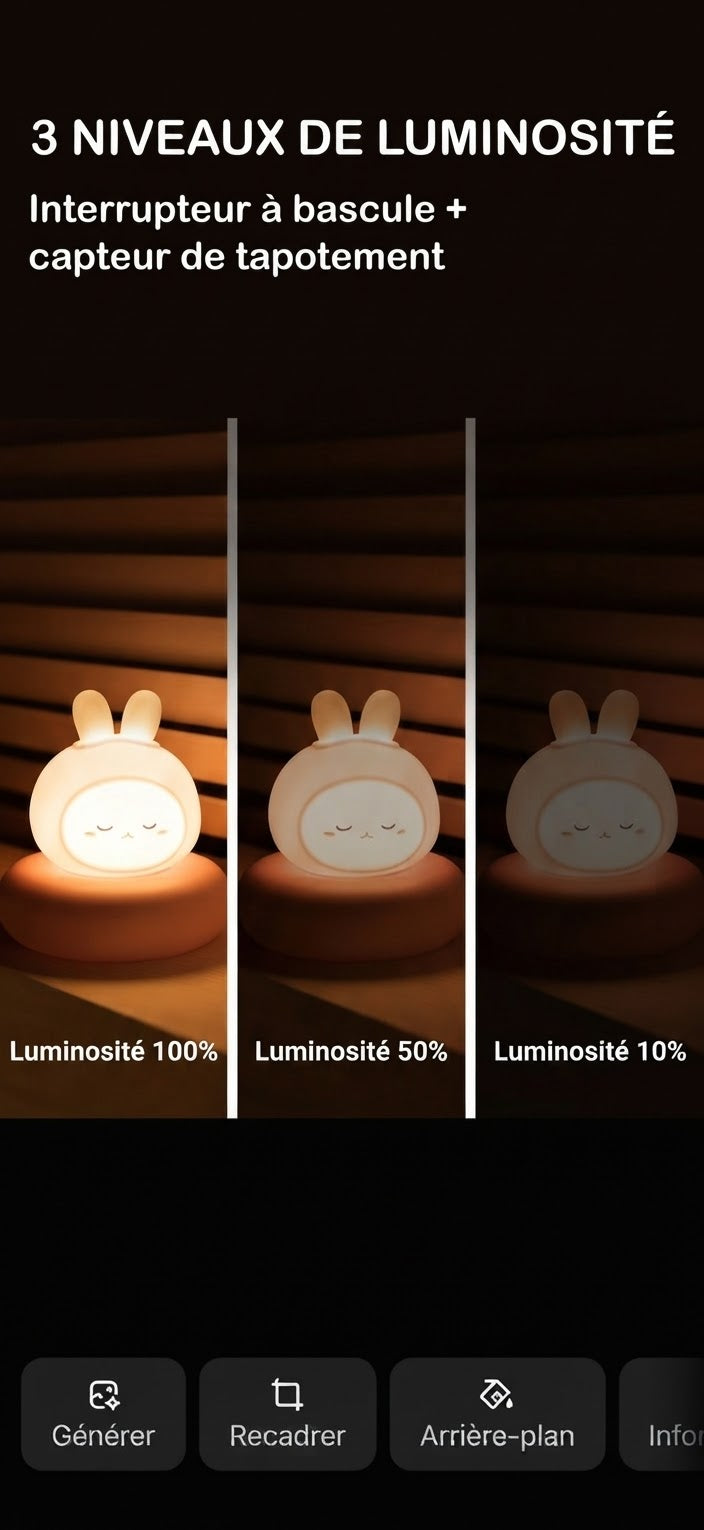Veilleuse Bébé Animaux Tactile 3 Niveaux - LittleGlow