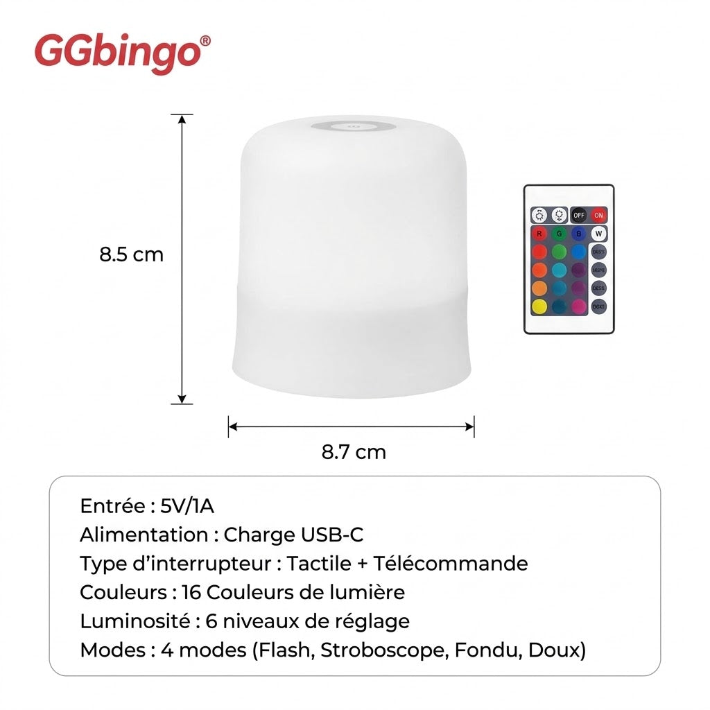 Veilleuse Rechargeable Tactile RGB - TouchGlow