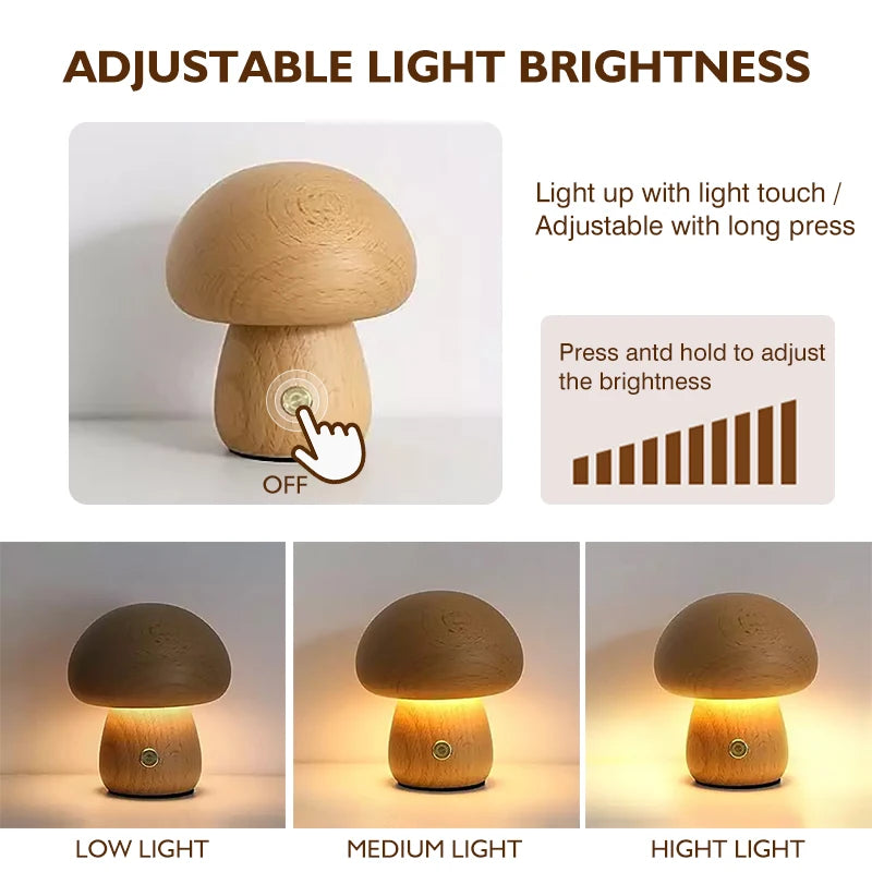 Veilleuse Champignon en Bois Tactile - WoodMush