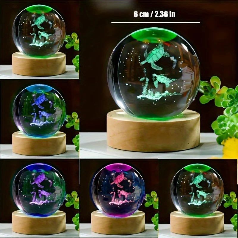 Veilleuse Tortue Boule de Cristal 3D - TurtleCristal