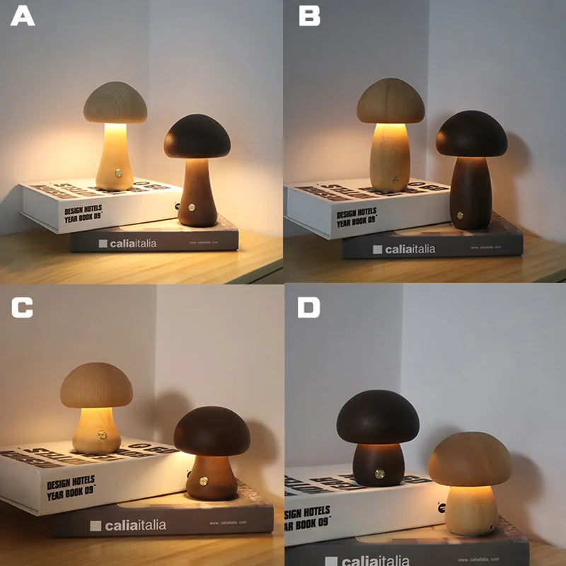 Veilleuse Champignon en Bois Tactile - WoodMush