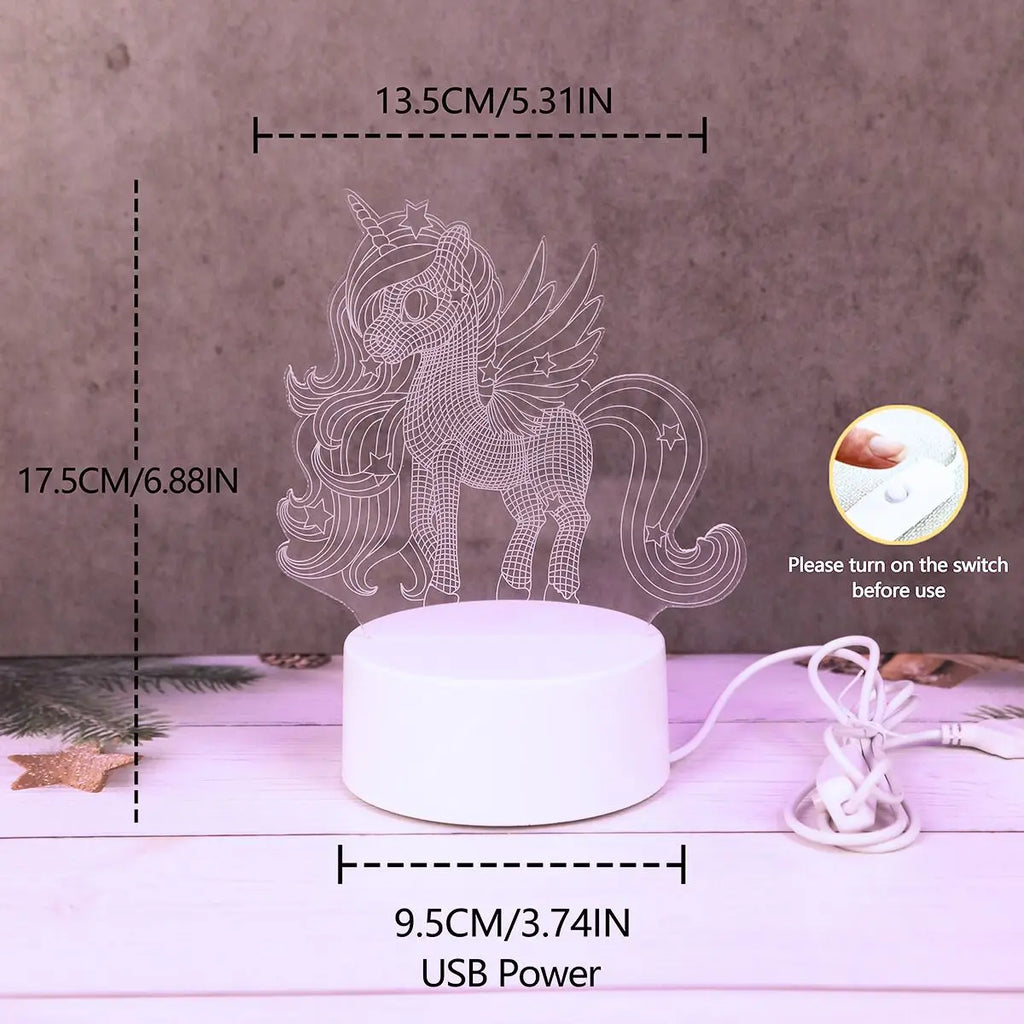 Veilleuse Licorne 3D Lumière Rose - LumiCorn