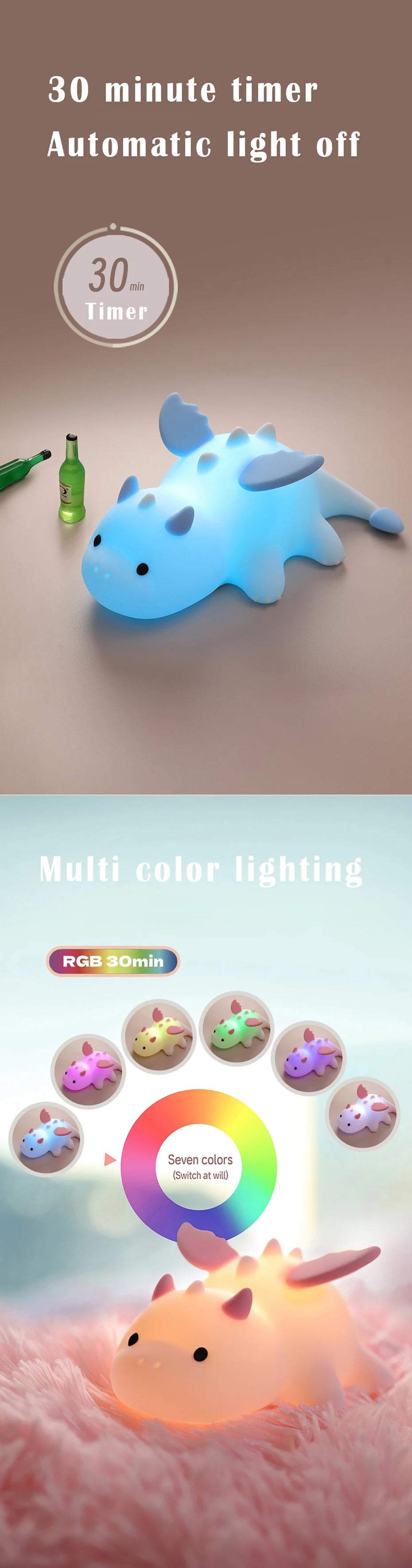 Veilleuse Peluche Silicone Colorée - SoftGlow