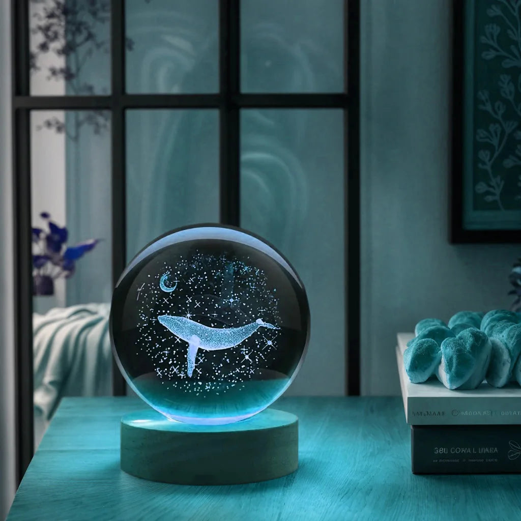 Veilleuse Baleine Lune Cristal - BaliLuz
