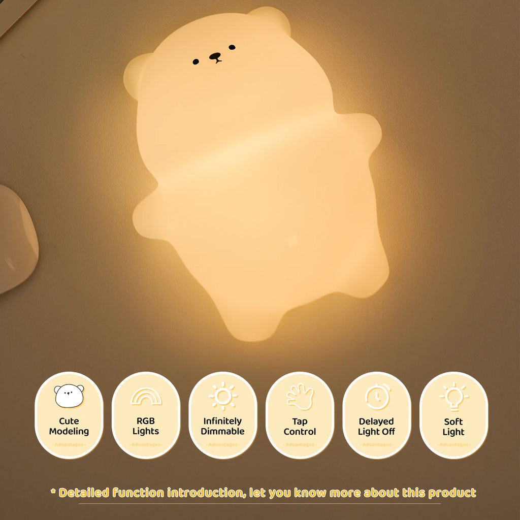 Veilleuse Ours Allongé Silicone - TeddyGlow