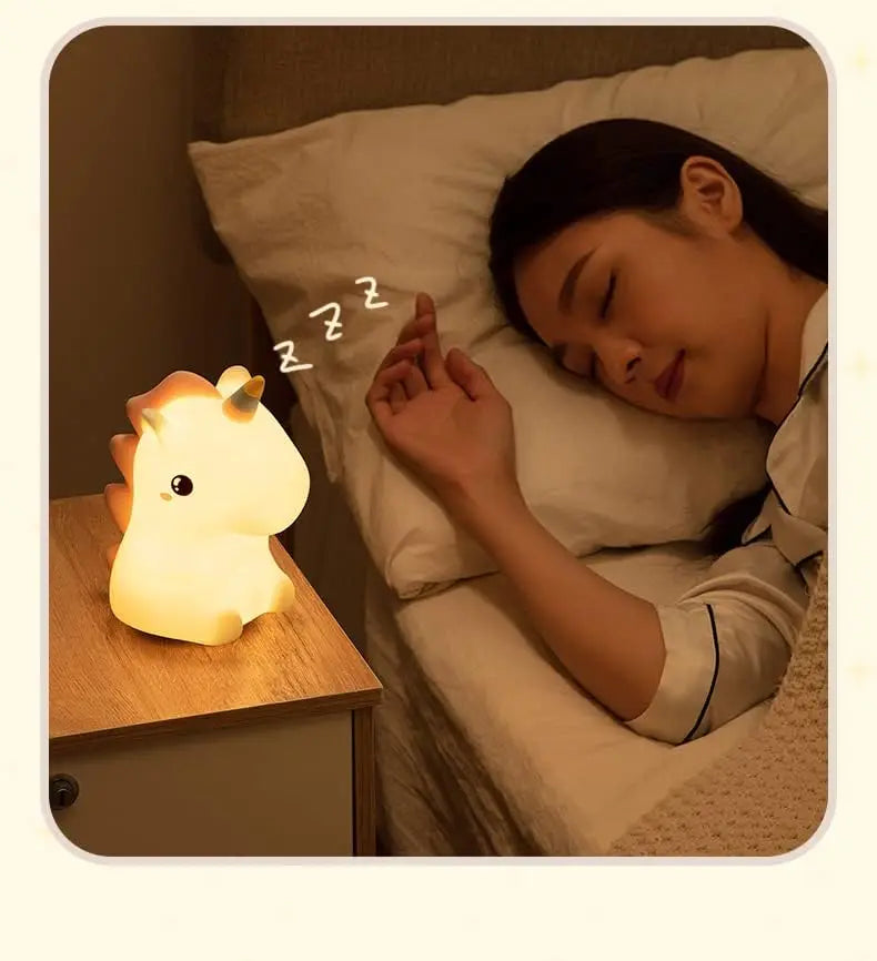 Veilleuse Licorne Portable Silicone Bébé - BabyCornGlow