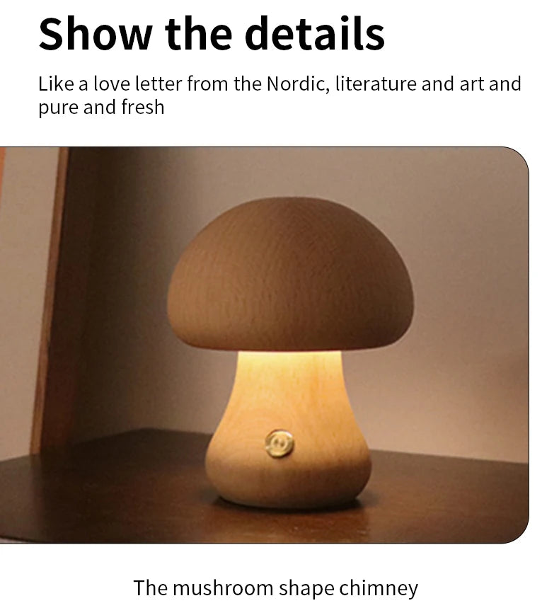Veilleuse Champignon en Bois Tactile - WoodMush
