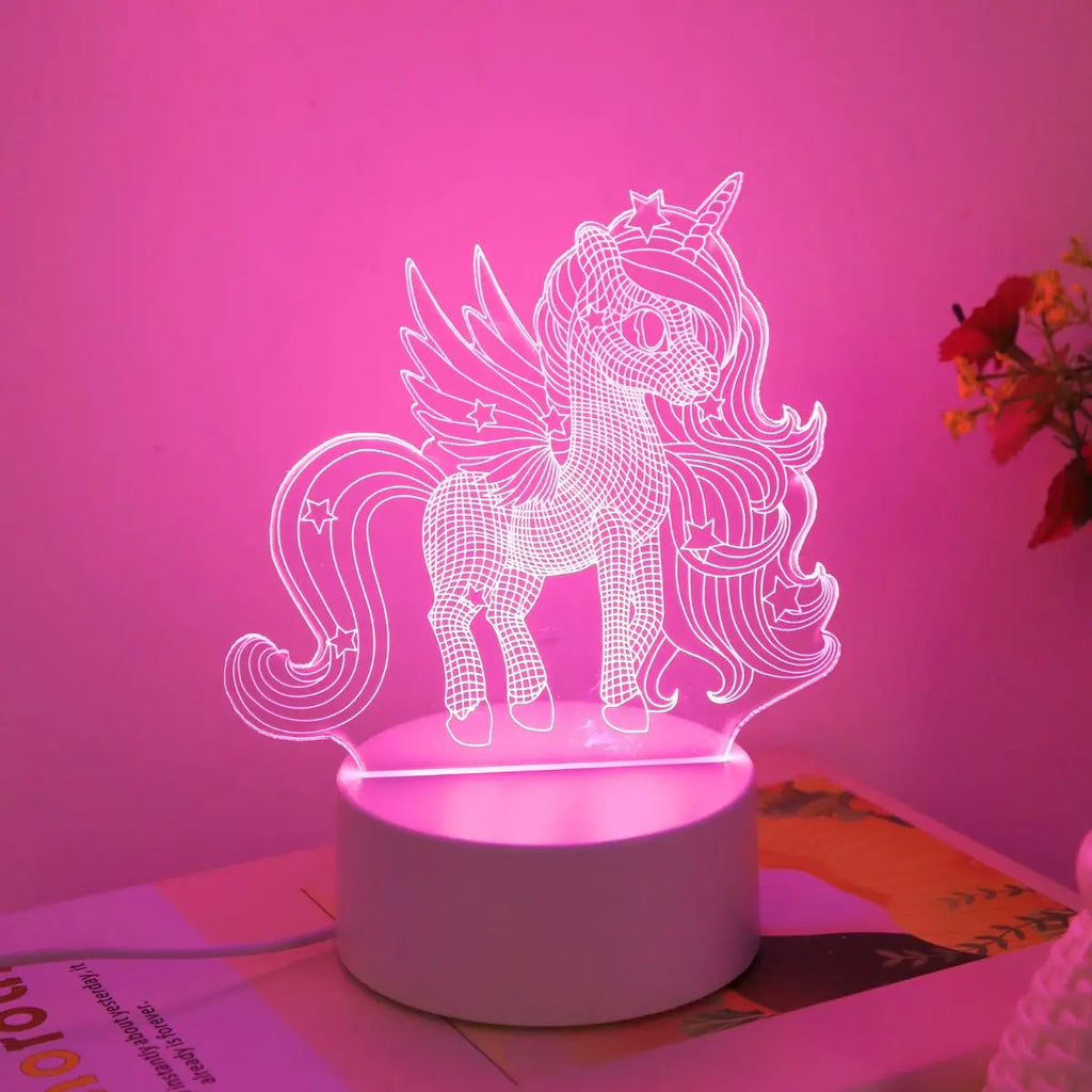 Veilleuse Licorne 3D Lumière Rose - LumiCorn