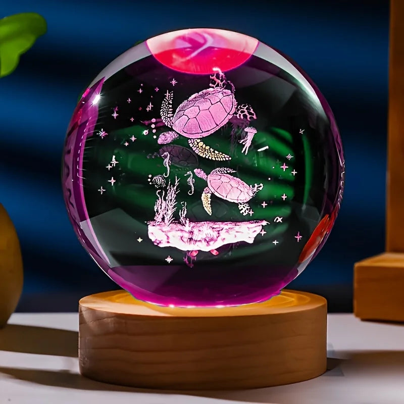 Veilleuse Tortue Boule de Cristal 3D - TurtleCristal
