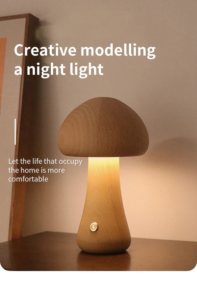 Veilleuse Champignon en Bois Tactile - WoodMush