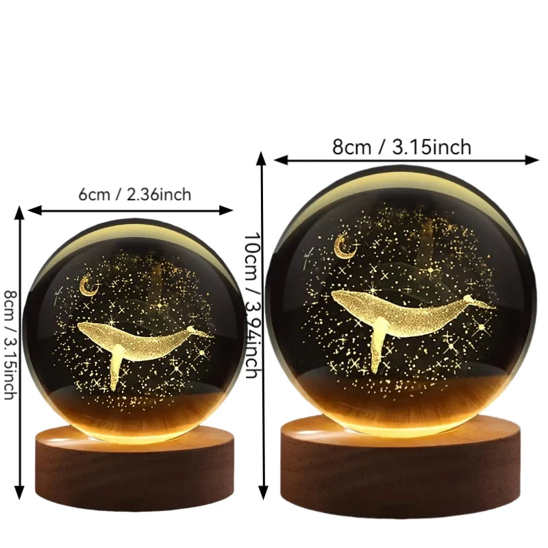 Veilleuse Baleine Lune Cristal - BaliLuz