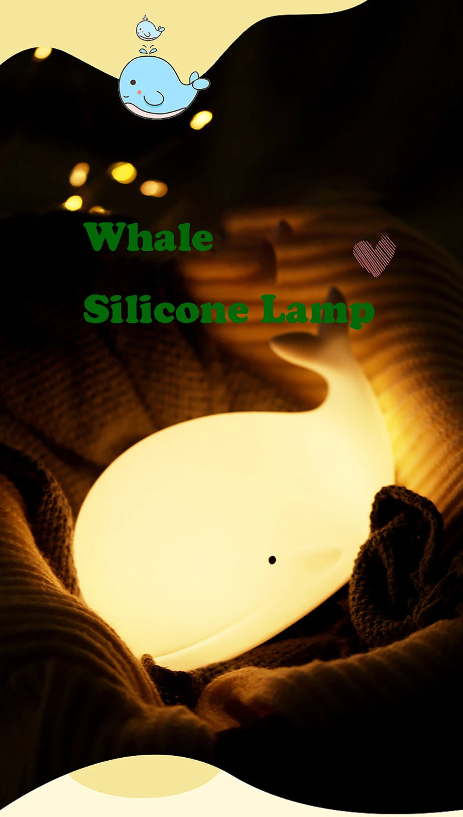 Veilleuse Baleine Silicone Tactile RGB - WhaleZen