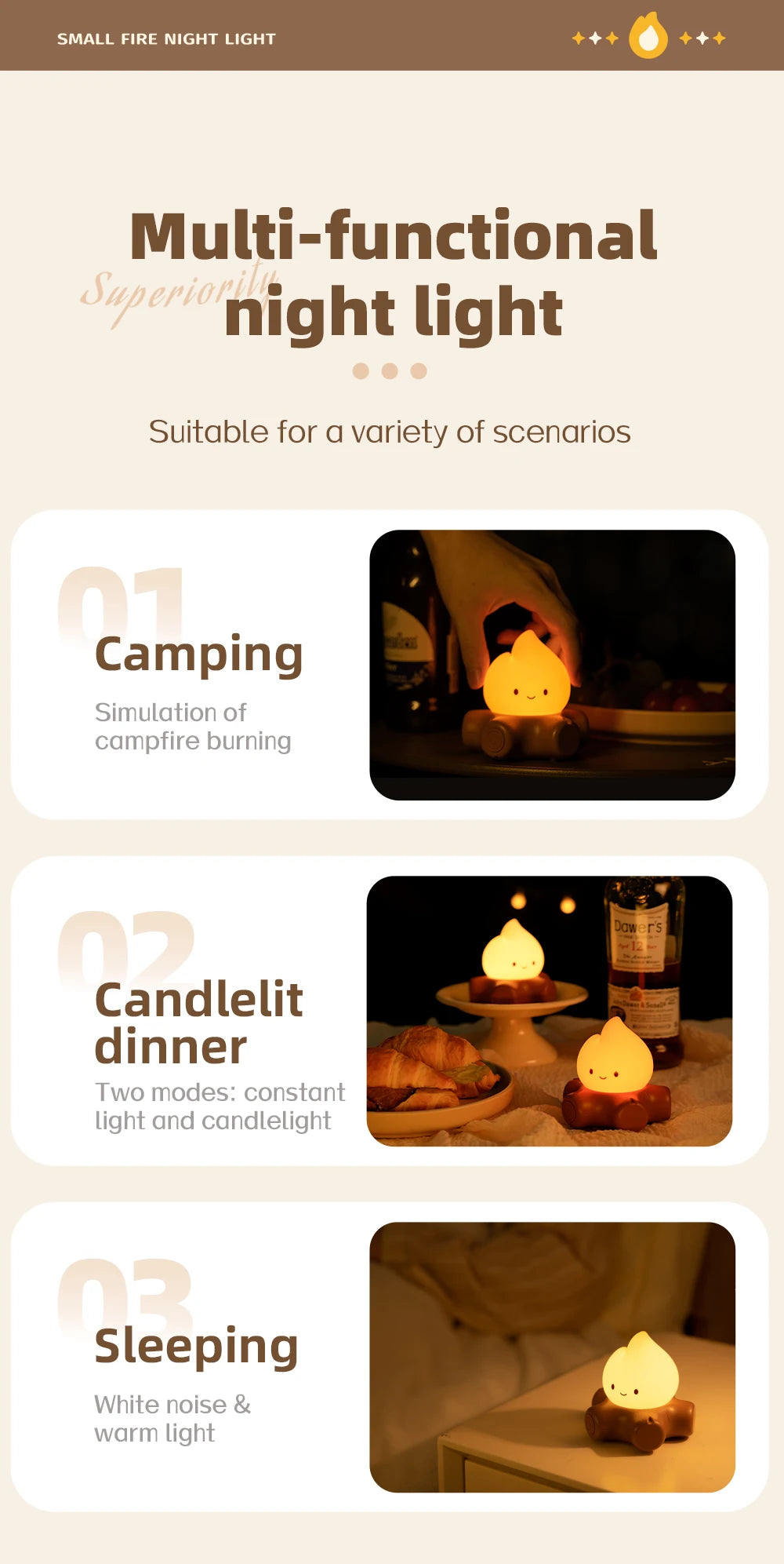 Veilleuse Feu de Camp Bruit Blanc - CozyFire