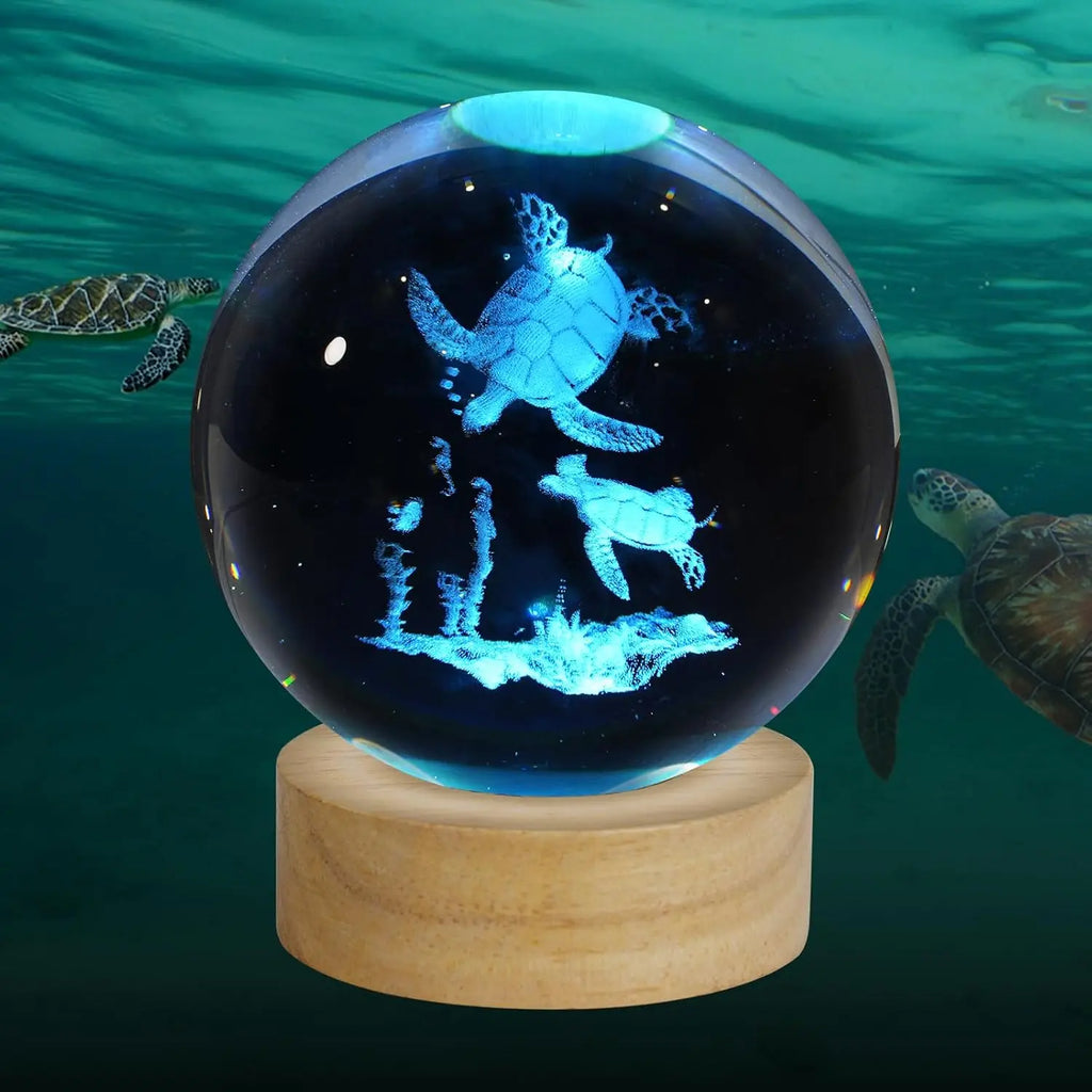 Veilleuse Tortue Boule de Cristal 3D - TurtleCristal
