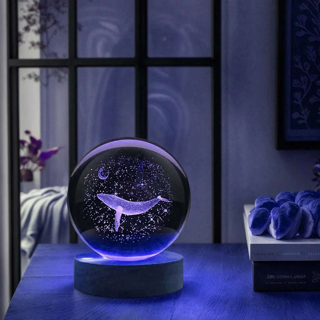 Veilleuse Baleine Lune Cristal - BaliLuz