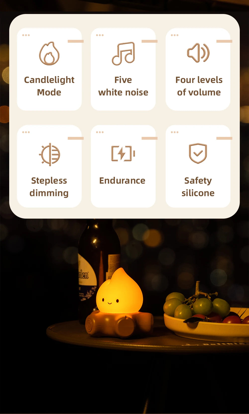 Veilleuse Feu de Camp Bruit Blanc - CozyFire
