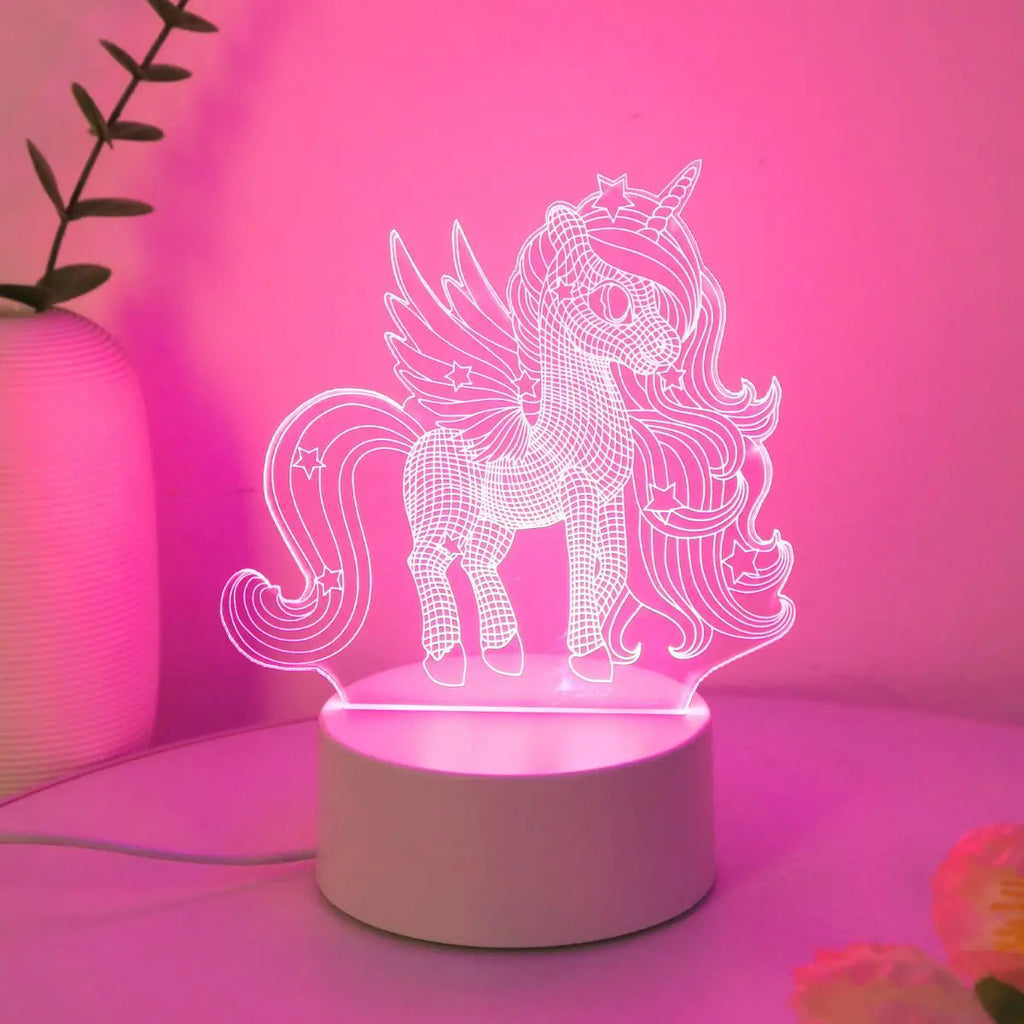 Veilleuse Licorne 3D Lumière Rose - LumiCorn