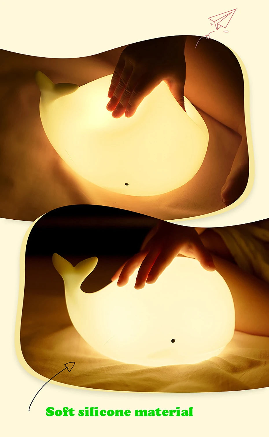 Veilleuse Baleine Silicone Tactile RGB - WhaleZen