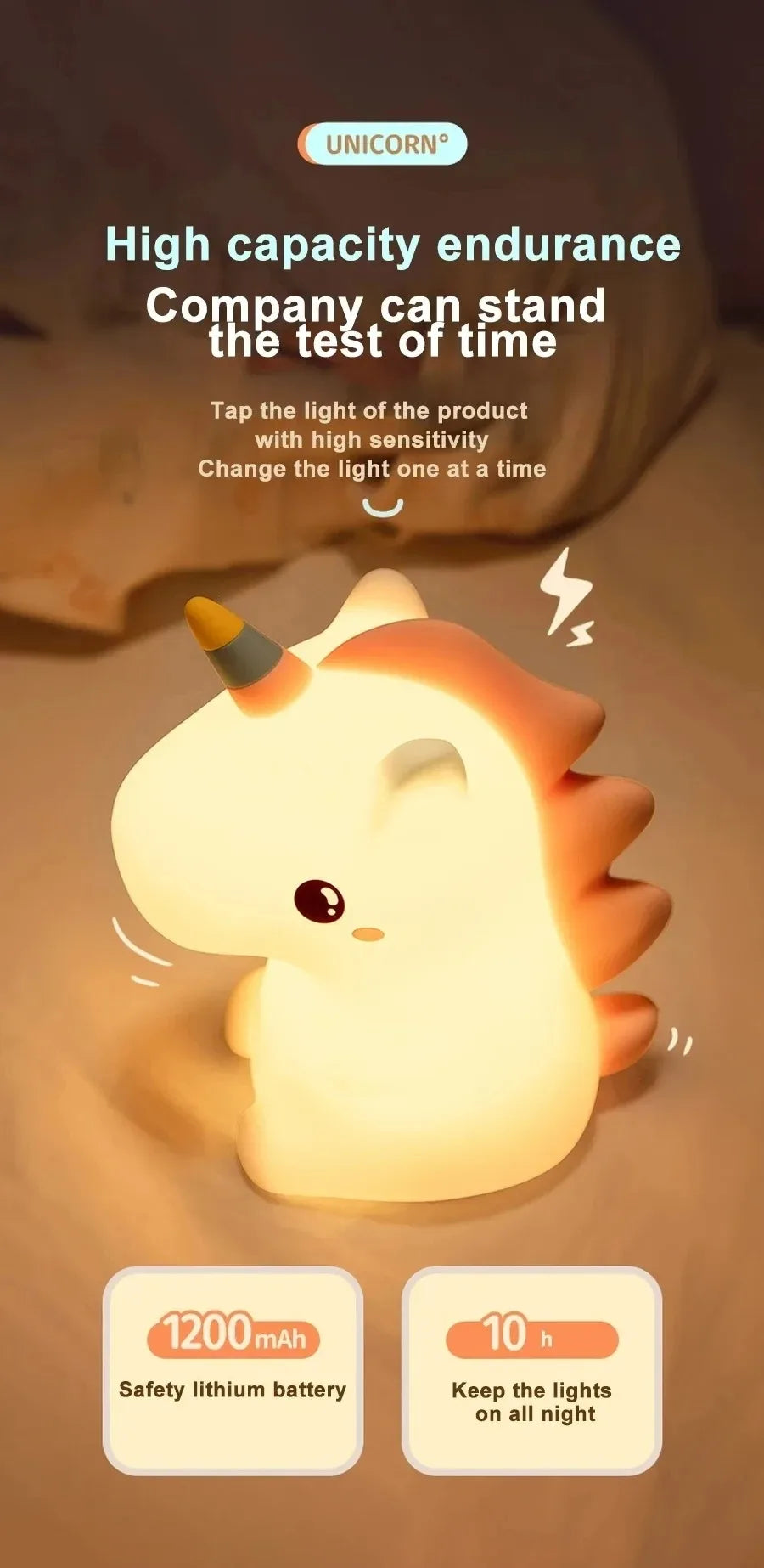 Veilleuse Licorne Silicone Rechargeable Nursery - CornyNight