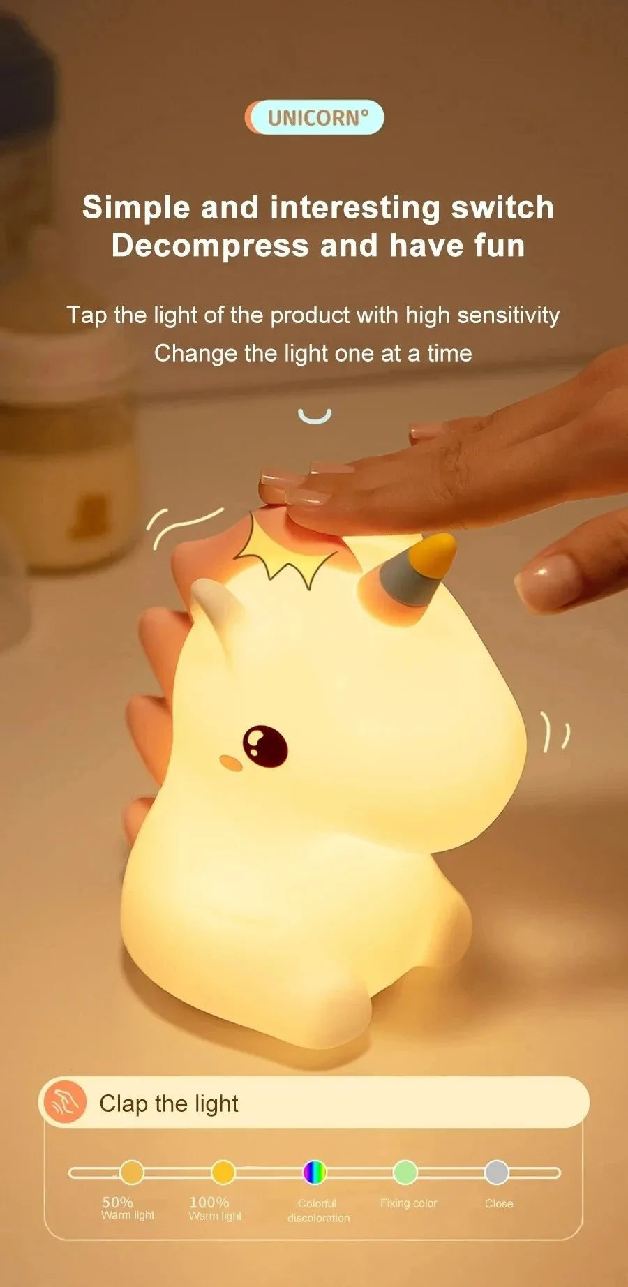 Veilleuse Licorne Silicone Rechargeable Nursery - CornyNight