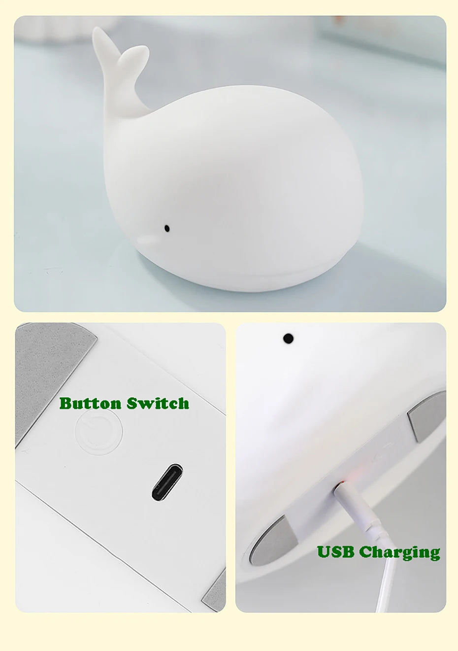 Veilleuse Baleine Silicone Tactile RGB - WhaleZen